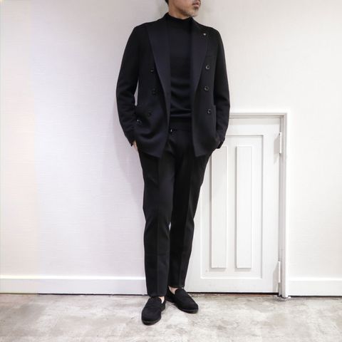 TAGLIATORE - タリアトーレ ニットジャージ ダブルブレステッドジャケットを使用した大人ブラックスタイル