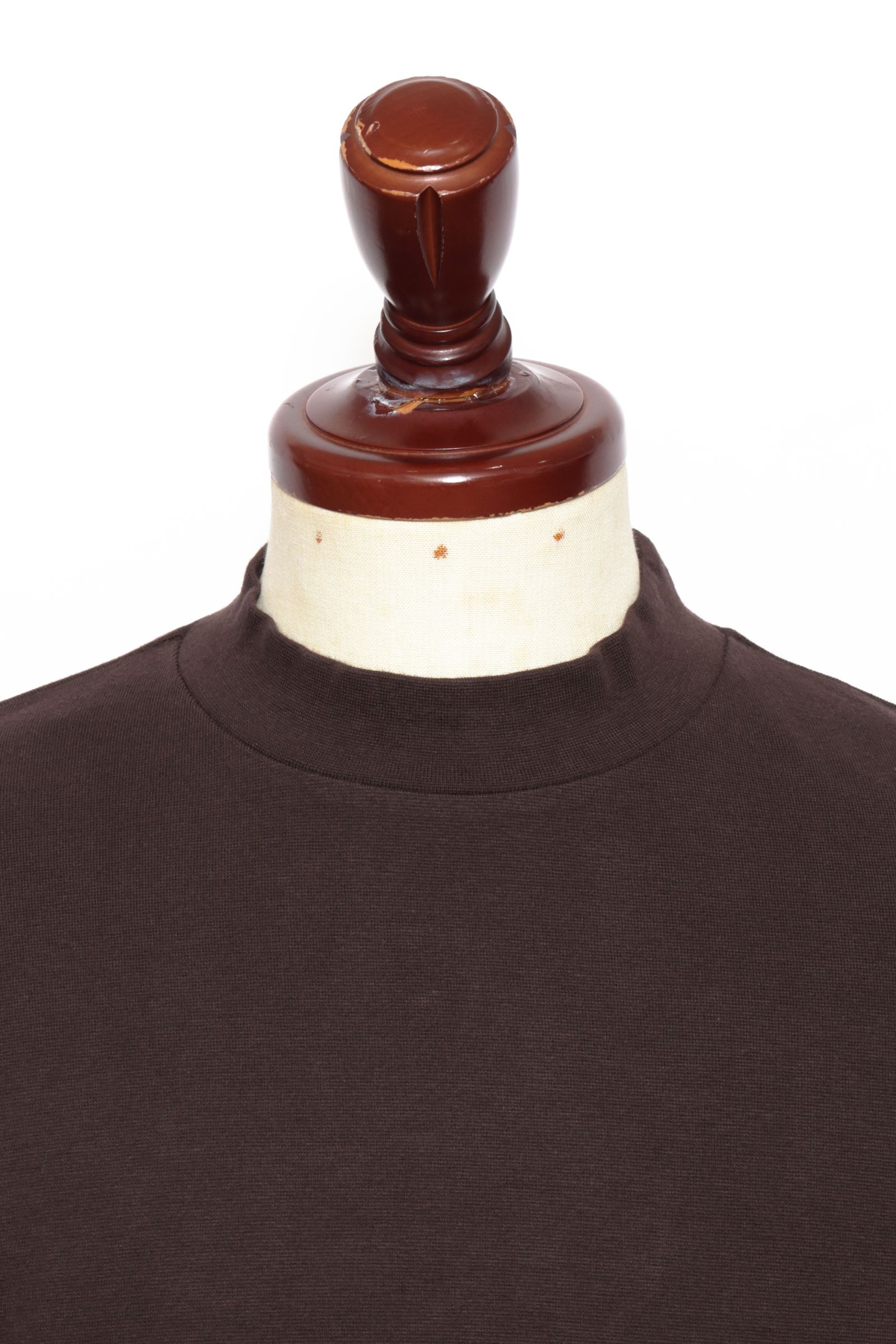 【サイズ50まで】FIANO LUNGO rib jersey コットン リブジャージ モックネック 長袖 カットソー / ダークブロンズ 180