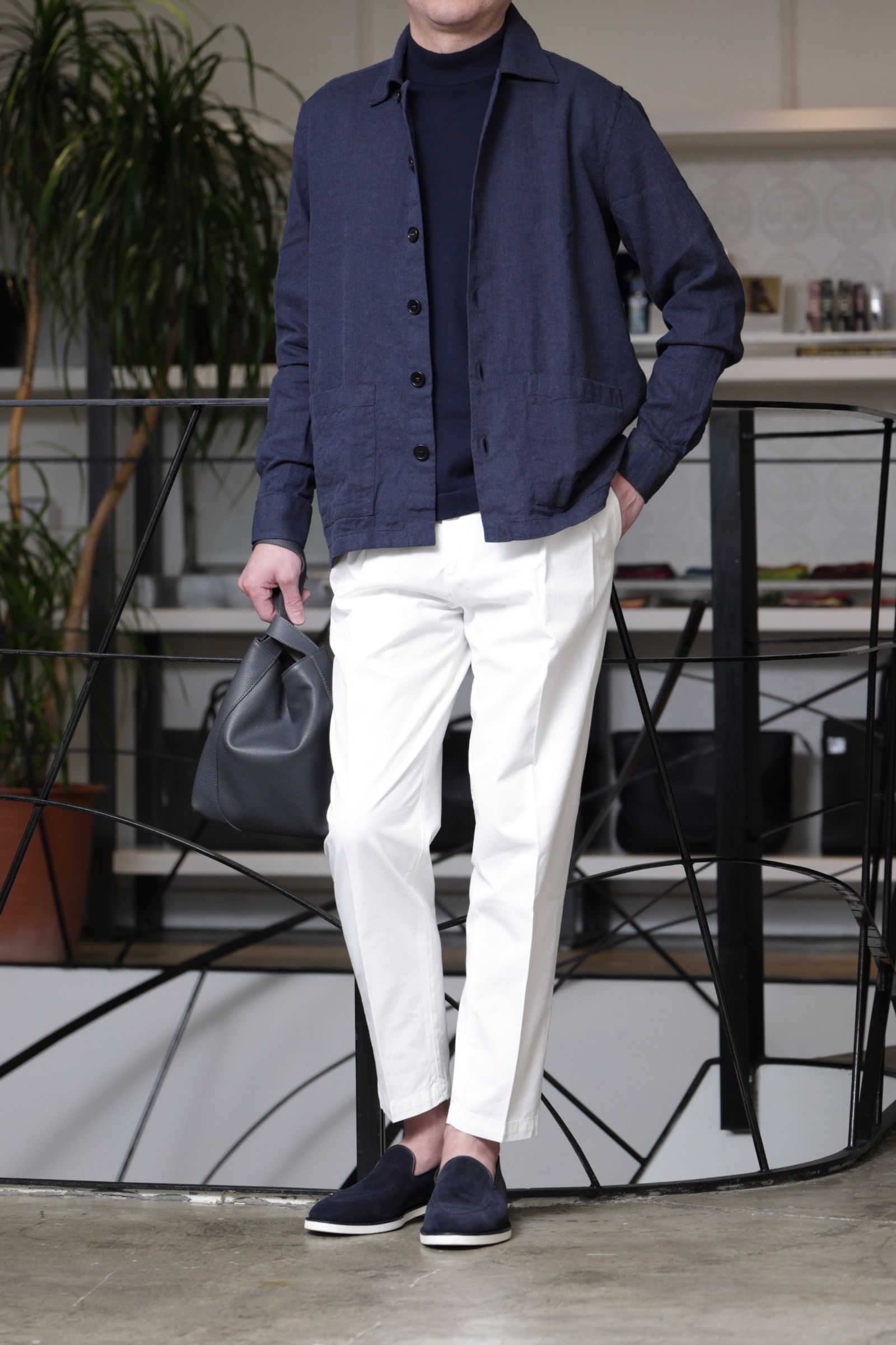 【ふにゃ男シリーズ】チャールズFステッド スーパースエード スリッポン シューズ 革靴 / ネイビー