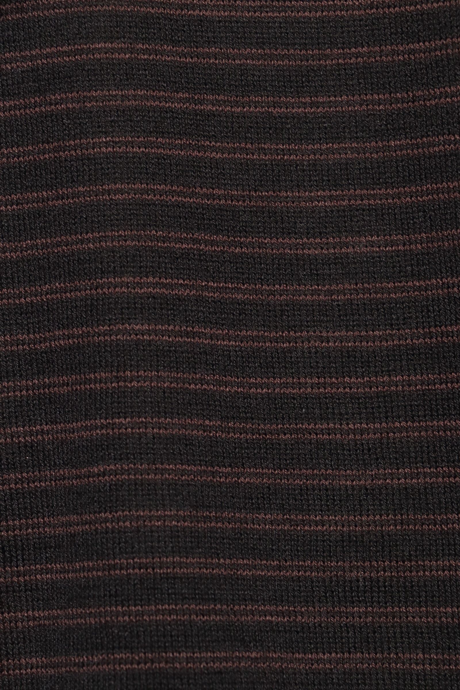 S4631 シーアイランドコットン 30G 半袖 マイクロボーダー クルーネック ニットTシャツ  / ブラック x ブラウン