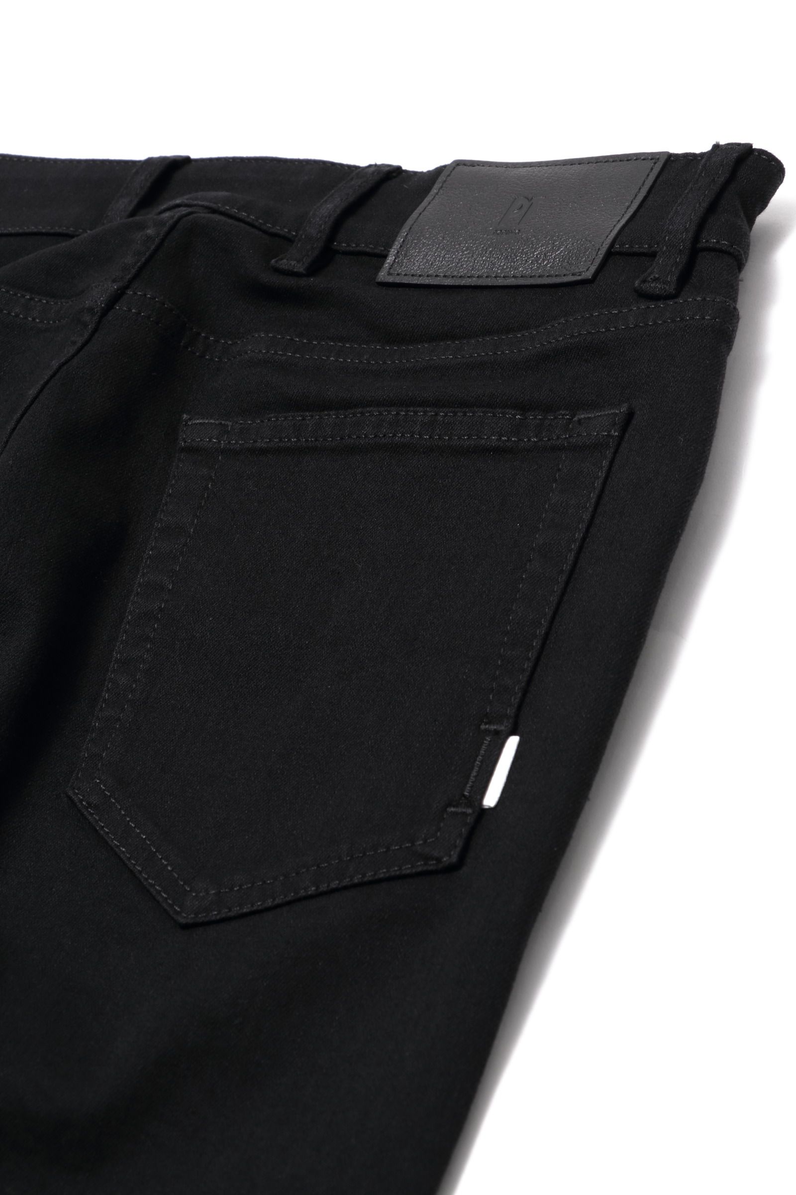 【サイズ36まで】 SWING FIT コットン レーヨン ポリエステル ストレッチ カツラギ ブラック デニムパンツ / ブラック