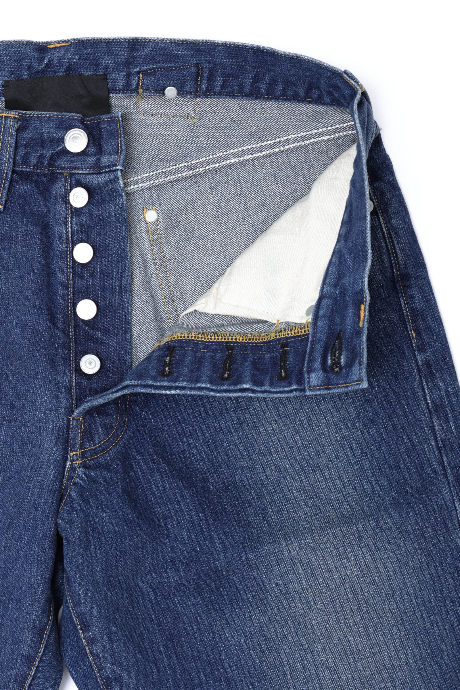 CINCH BACK BAGGY JEANS ユーズド加工 カットオフ ワイド デニムパンツ / INDIGO USED ブルー