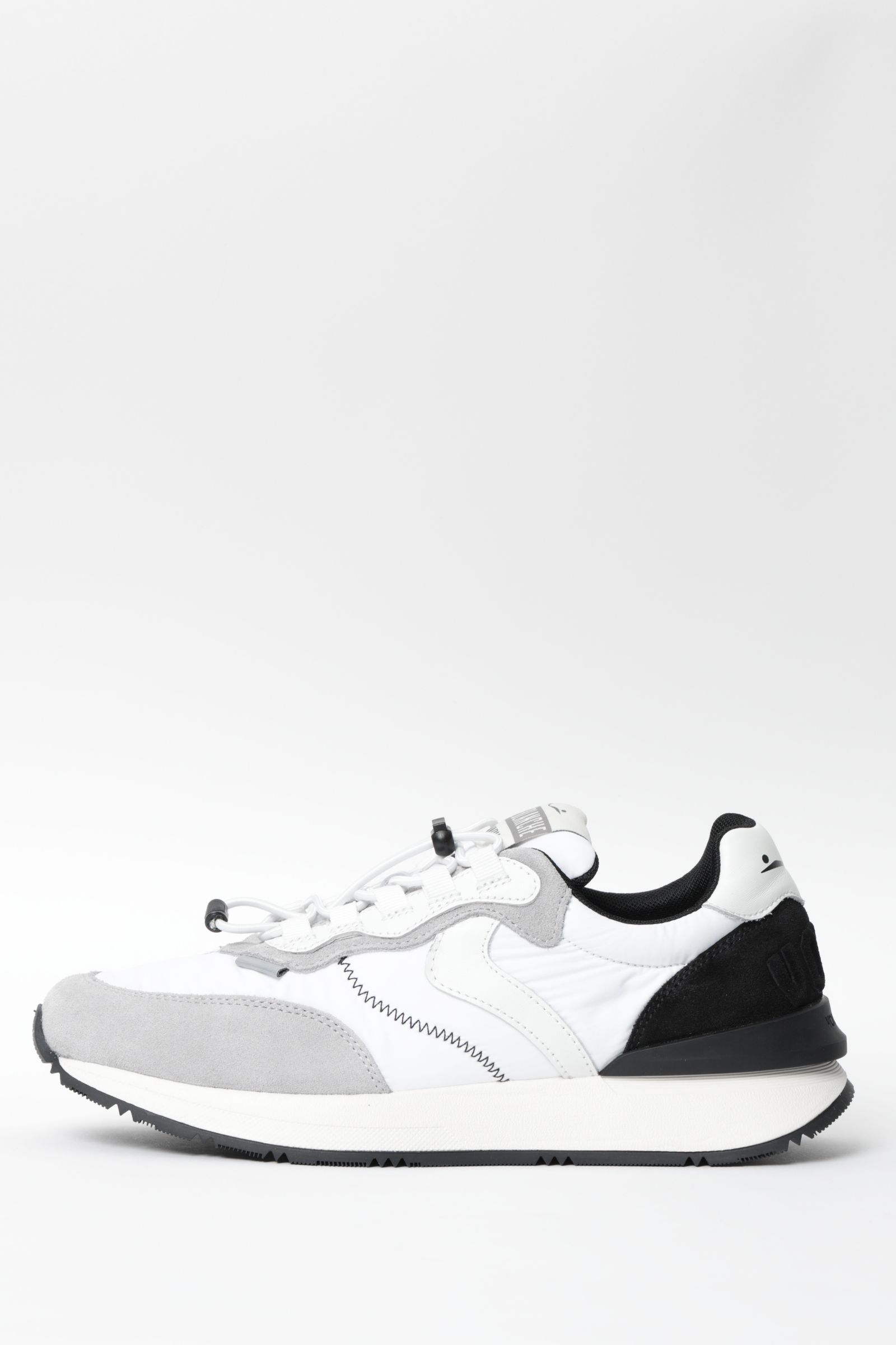 QWARK EASY ナイロン × スエード クイックシューレース ローカットスニーカー / ホワイト × ブラック