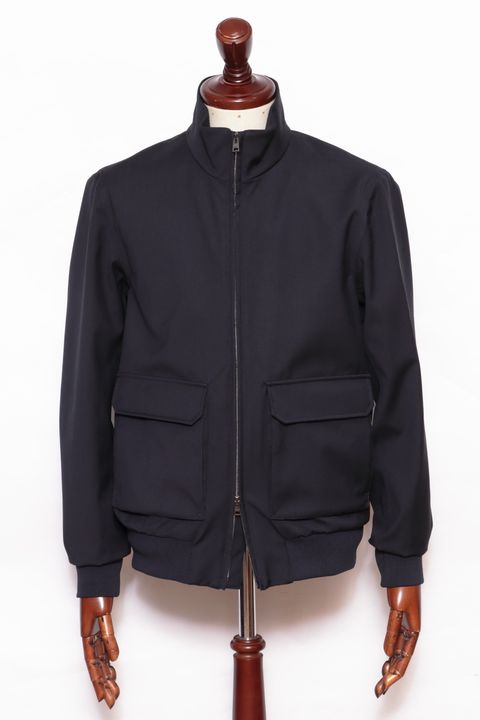 【ロロピアーナ社製生地】GI000410U 防風防水 3レイヤーヴァージンウール ジップアップ ブルゾン / ネイビー