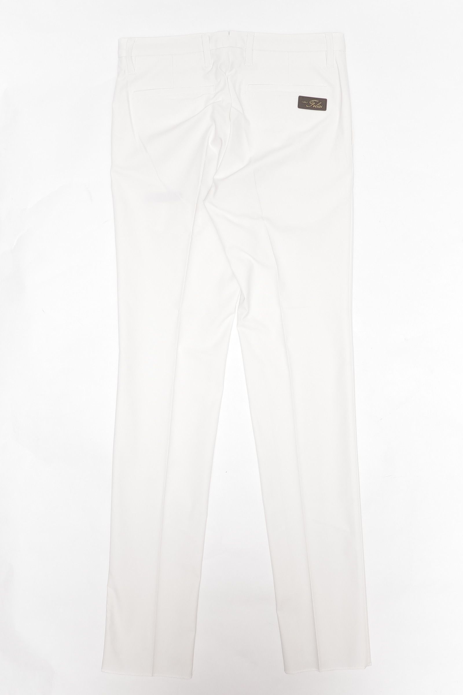 BASIC PANTS コットンライク ストレッチ ポリエステル  スリムフィット パンツ / ホワイト