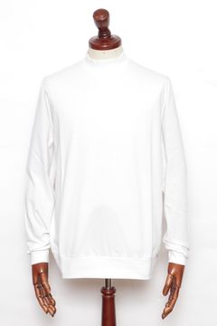 【サイズ50まで】FIANO LUNGO コットン モックネック 長袖 カットソー / ホワイト