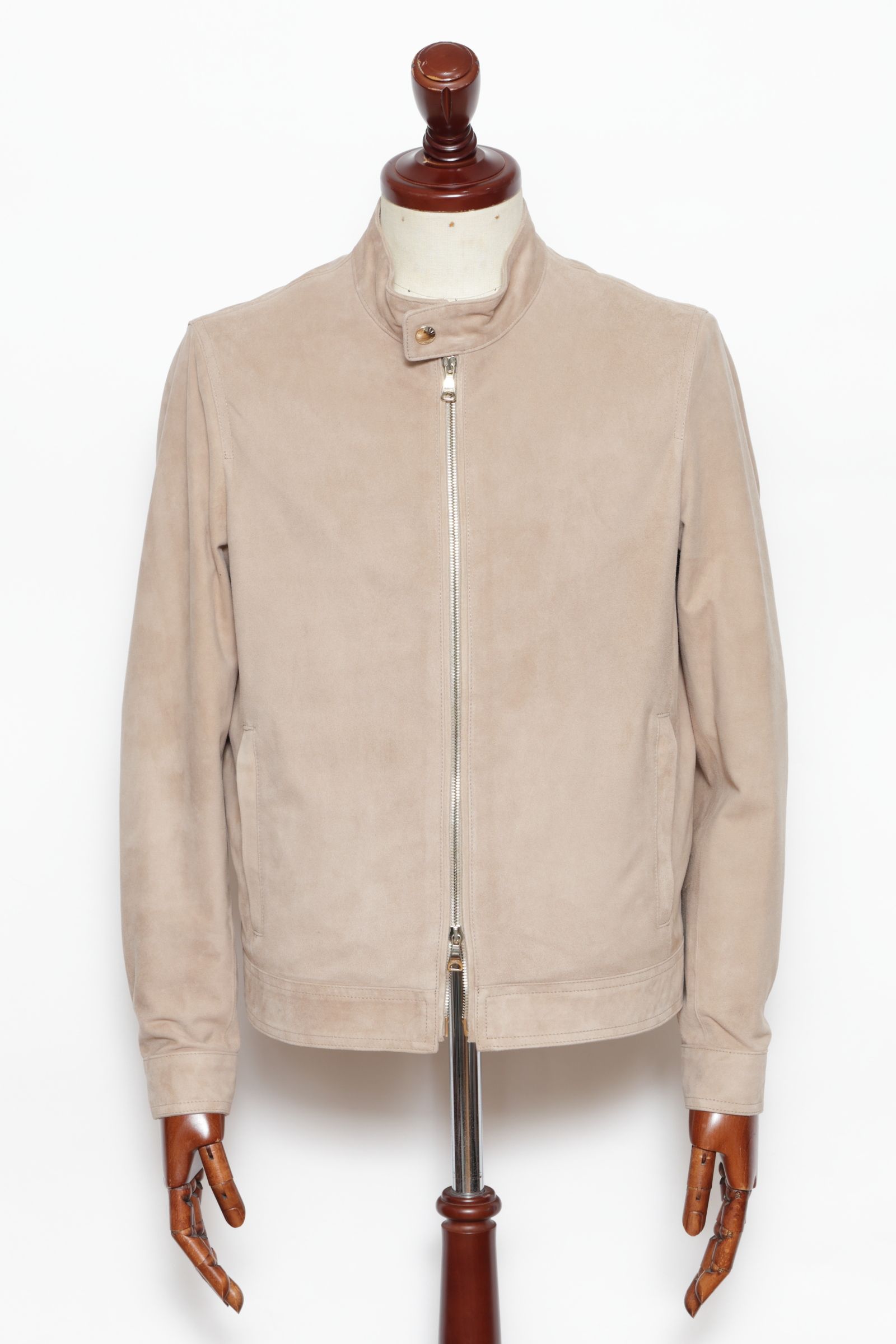 サイズ52まで JURI CAMOSCIO ゴートスエード シングル ライダース レザージャケット  / SABBIA ベージュ