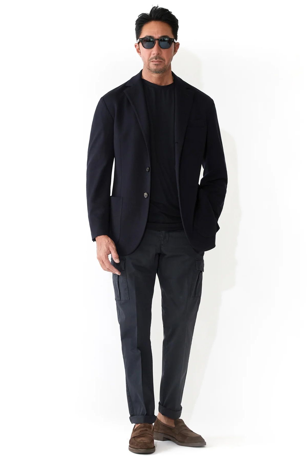 【干場氏モデル コラボ別注】ANNAPOLIS コットンストレッチ カーゴパンツ  / ネイビー 0011