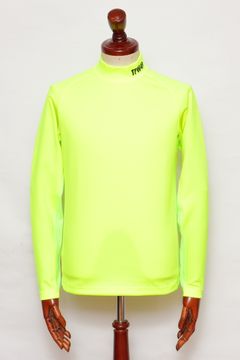 LS MOCKNECK SIDE MESH ハイゲージ スムース コンパクトニット モックネック 長袖Tシャツ / イエロー