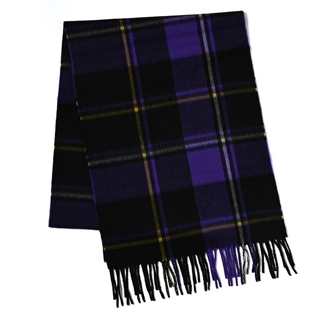CPG52474 カシミア モダン タータン チェック ストール 35 x 190 / パープル×ブラック