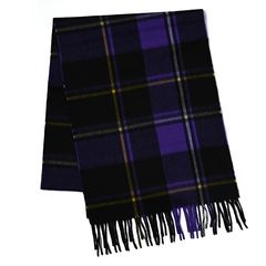 CPG52474 カシミア モダン タータン チェック ストール 35 x 190 / パープル×ブラック