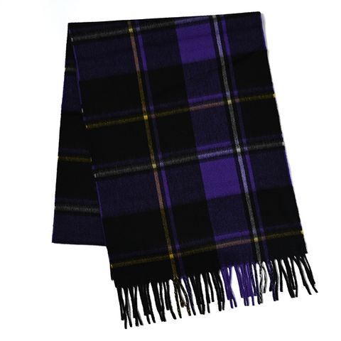 CPG52541 カシミア モダン タータン チェック ストール 35 x 190 / パープル×ブラック