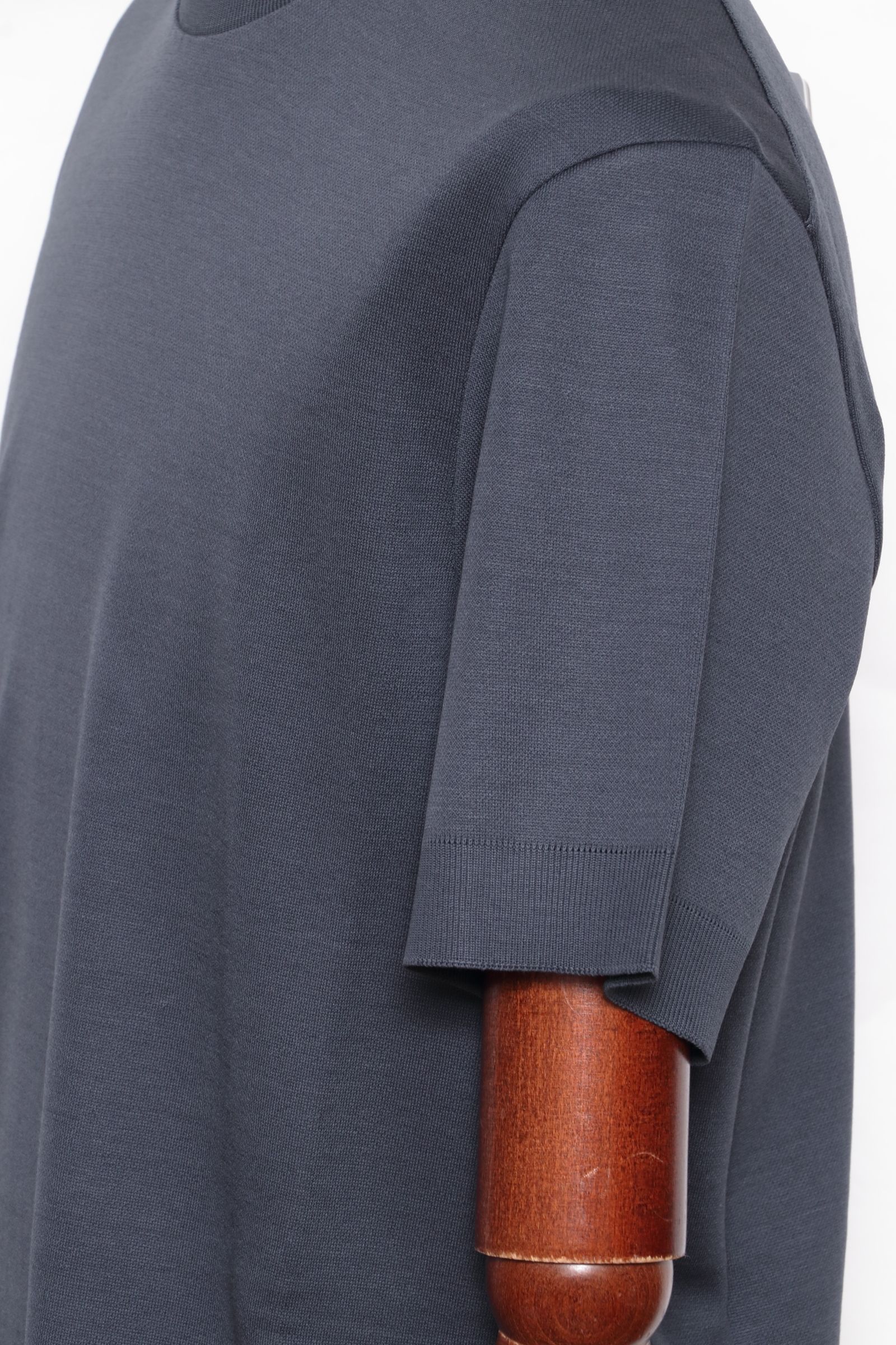 JG000206U ジャージニットエフェクト コットン クルーネック Tシャツ / ネイビー