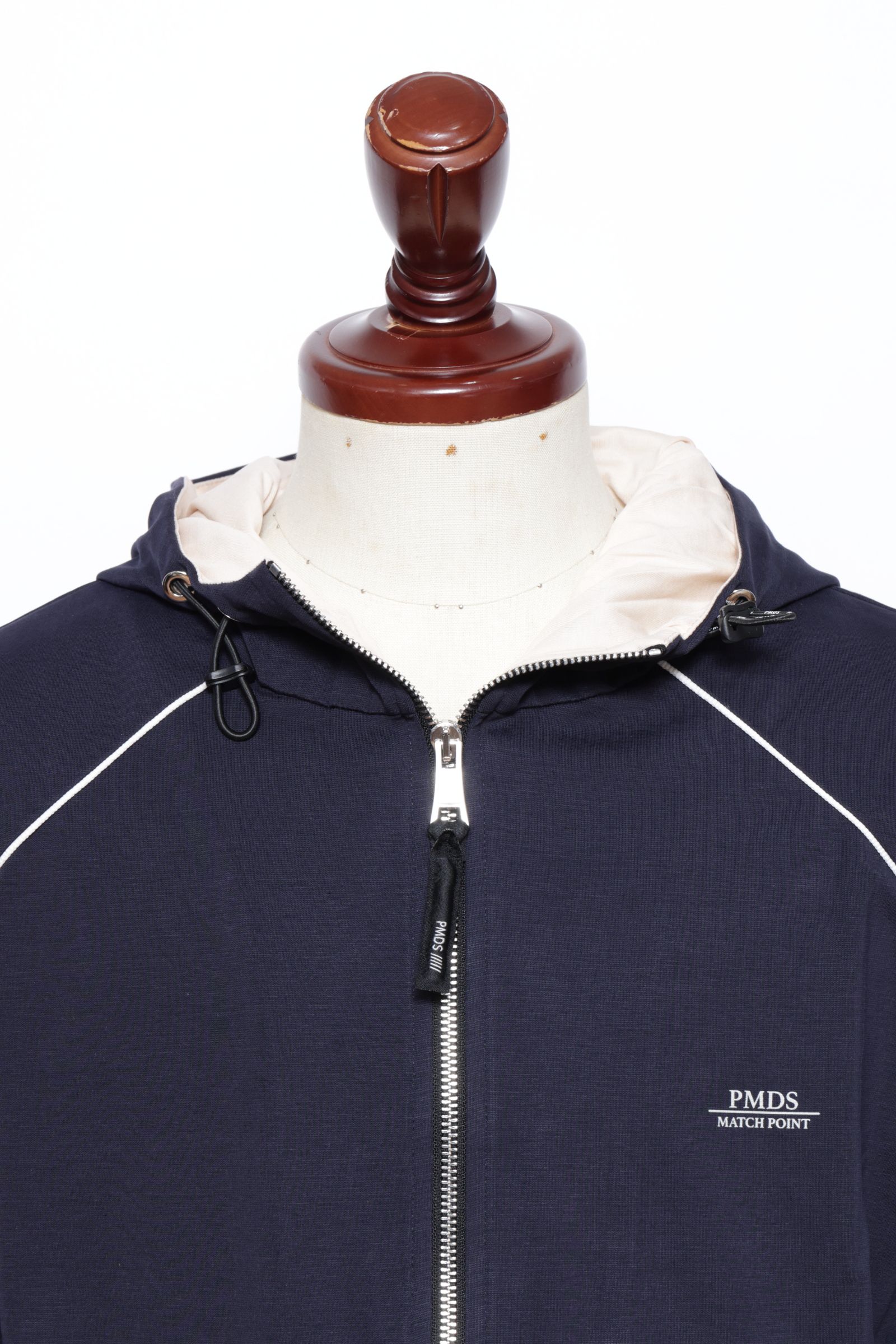 【セットアップあり】EVER HOOD ストレッチジャージ ワンポイントロゴ ジップアップ パーカー  / ネイビー × ベージュ × ピンク