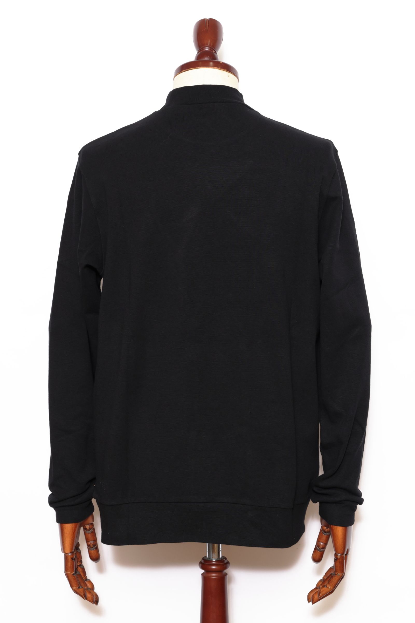 【サイズ50まで】FIANO LUNGO rib jersey コットン リブジャージ モックネック 長袖 カットソー / ブラック 099