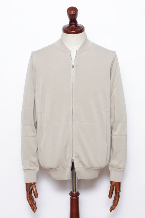 BZ1ML クレープコットン MA-1型 ジップアップニット / ベージュ 0040