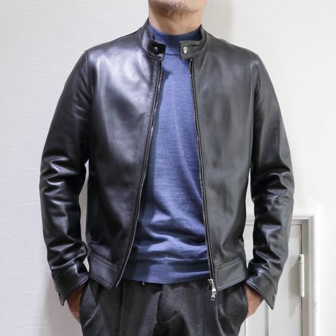 "EMMETI"シングルライダースJURIを使用したキレイめレザースタイル