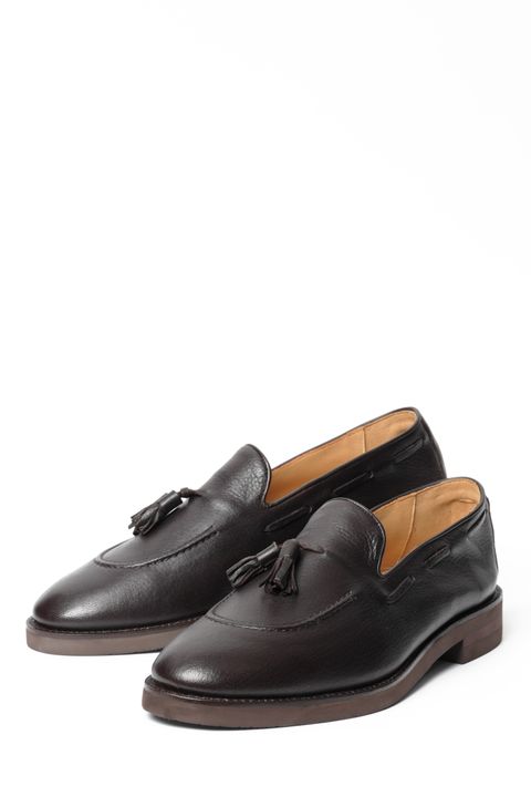 【スーパーふにゃ男】ディアスキン 鹿革 タッセルローファー シューズ 革靴 / ダークブラウン