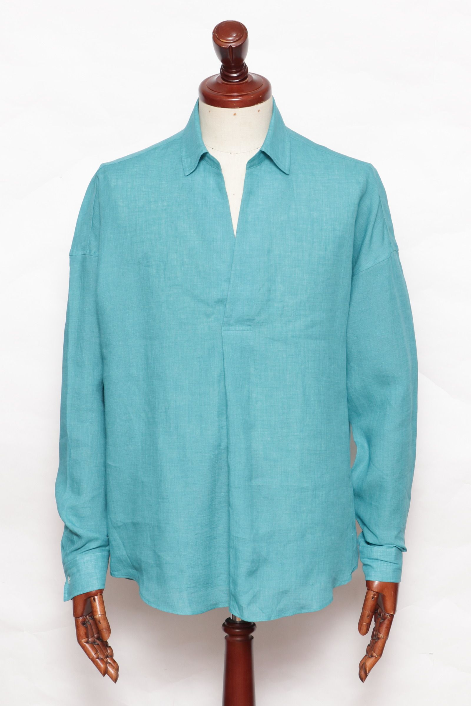 COLONY CLOTHING - ALBINI LINEN POOL SIDE SHIRT アルビニ リネン プールサイドシャツ / ターコイズ |  BEKKU HOMME