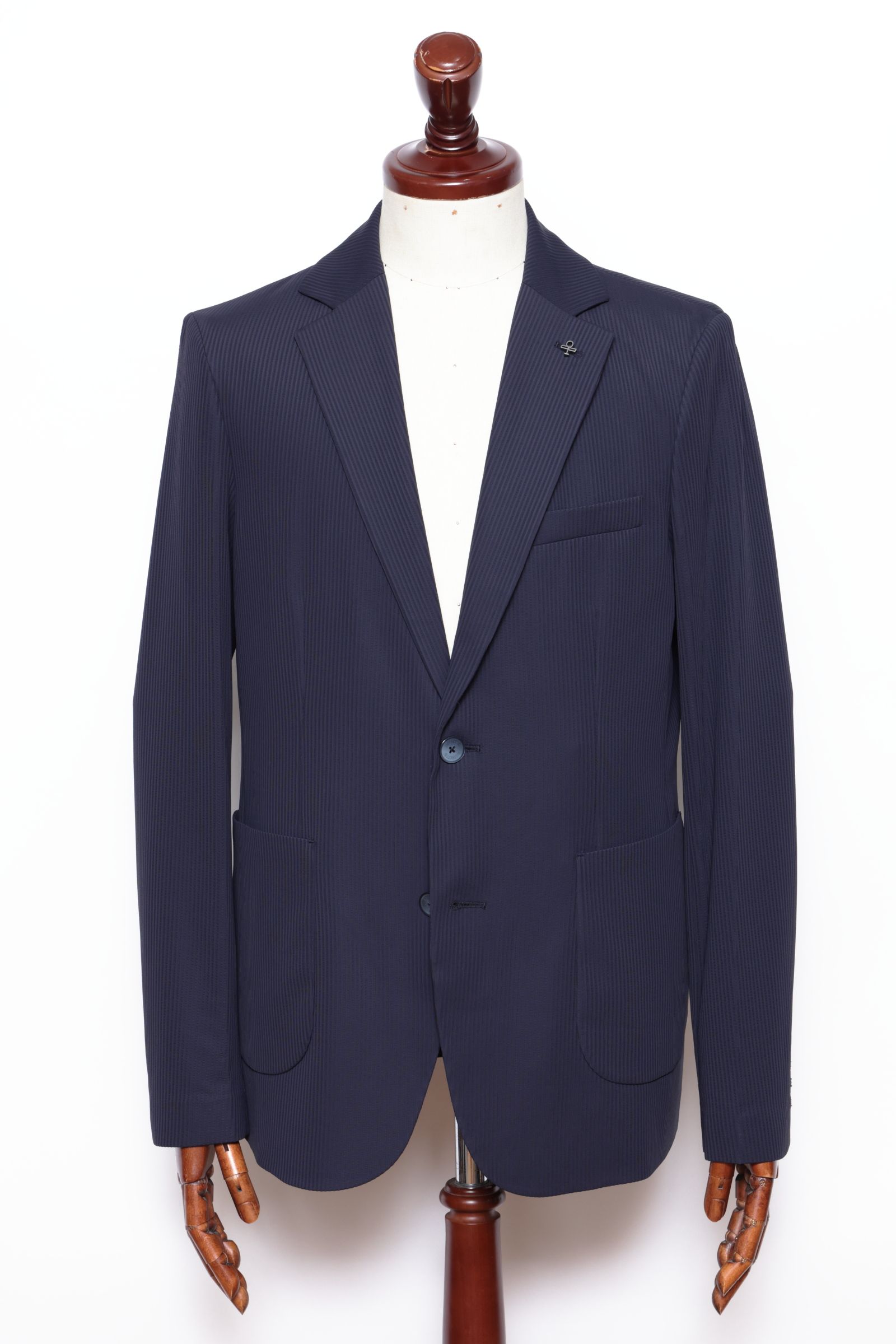 【セットアップあり】ストレッチ ナイロン ジャージ シアサッカー 2B ジャケット  / ネイビー