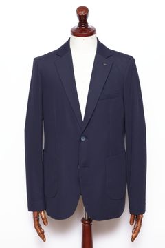 【セットアップあり】ストレッチ ナイロン ジャージ シアサッカー 2B ジャケット  / ネイビー