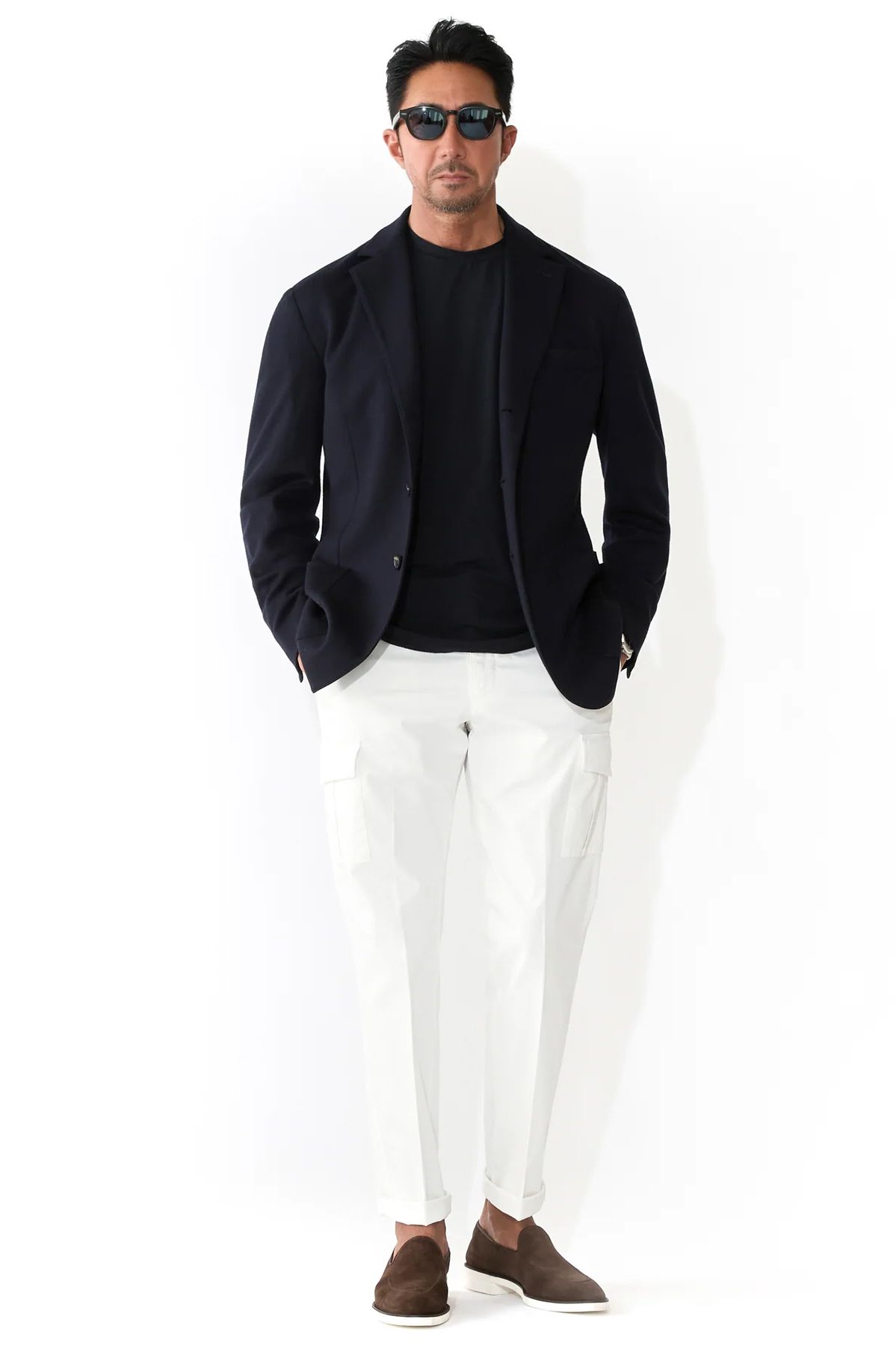 【干場氏モデル】PORTOBELLO コットン ボックスプリーツ テーパードパンツ / ホワイト 5120