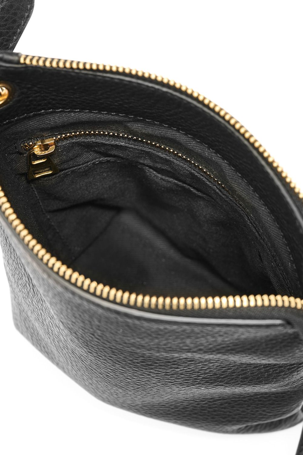 ZIP SHOULDER イタリアンキップレザー × 真鍮 サコッシュバッグ / ブラック