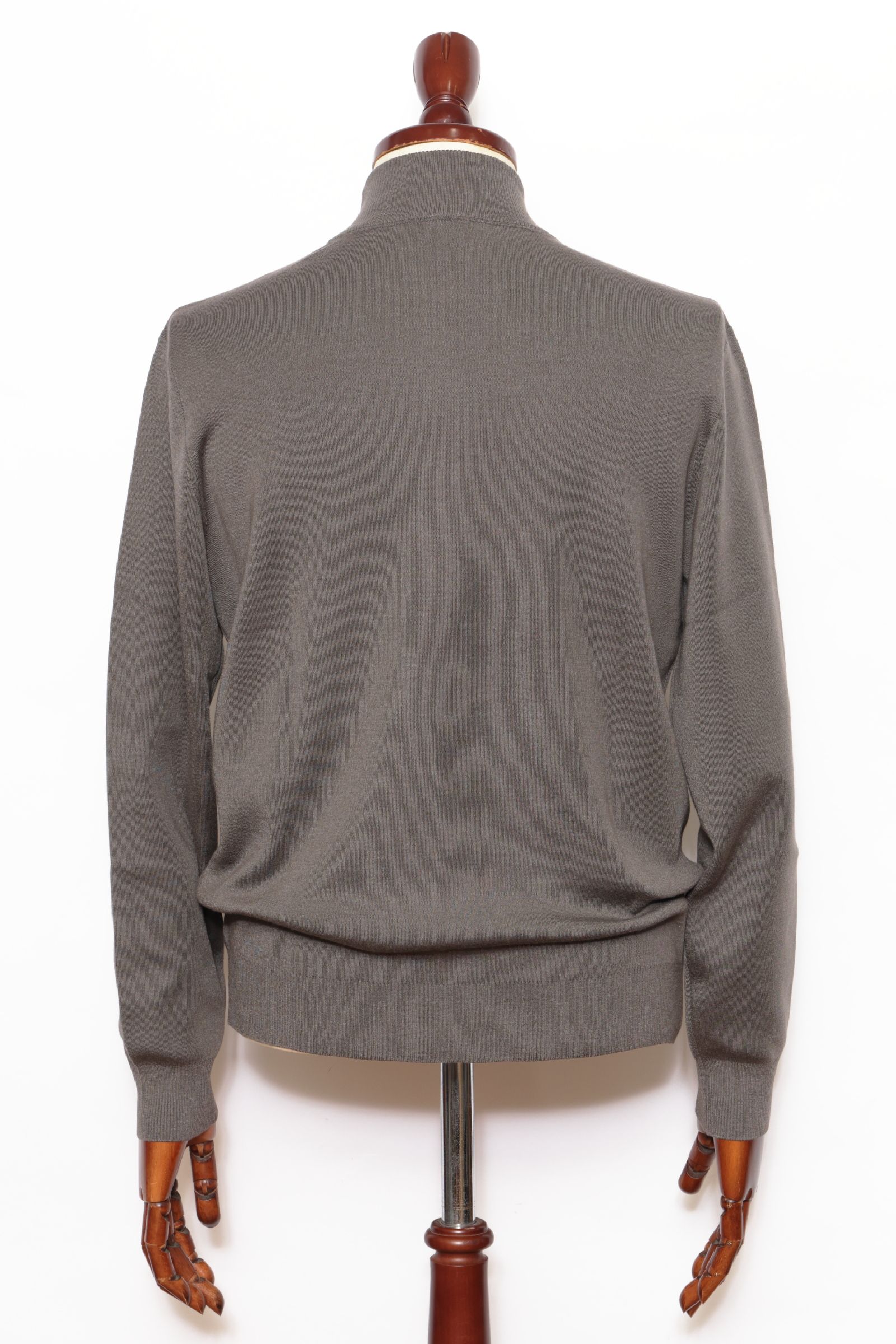 lussoシリーズ #0721 18G カシミヤシルク モックネック ロングスリーブ ニット / KHAKI BROWN カーキブラウン