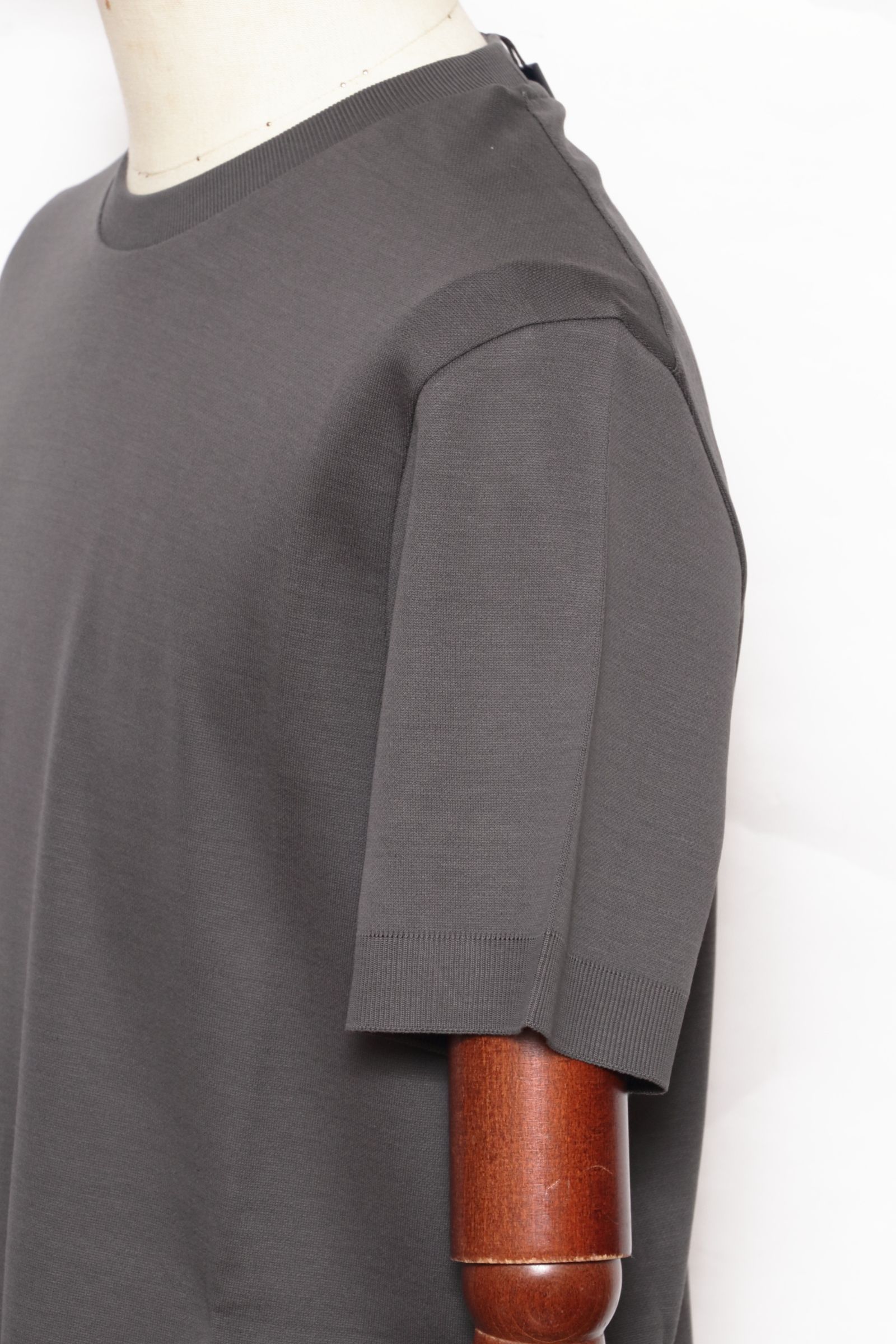 JG000206U ジャージニットエフェクト コットン クルーネック Tシャツ / グレー