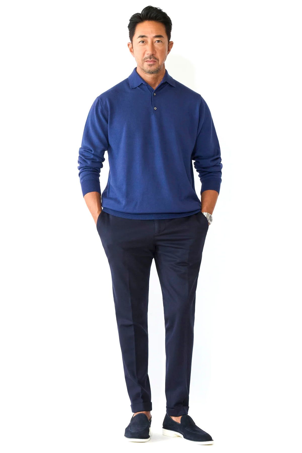 【ふにゃ男シリーズ】チャールズFステッド スーパースエード スリッポン シューズ 革靴 / ネイビー