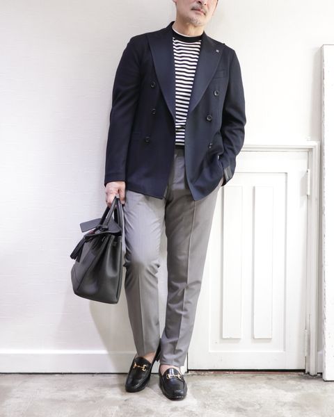 FILIPPO DE LAURENTIISボーダーニットTを使用したモダンコンサバコーデ