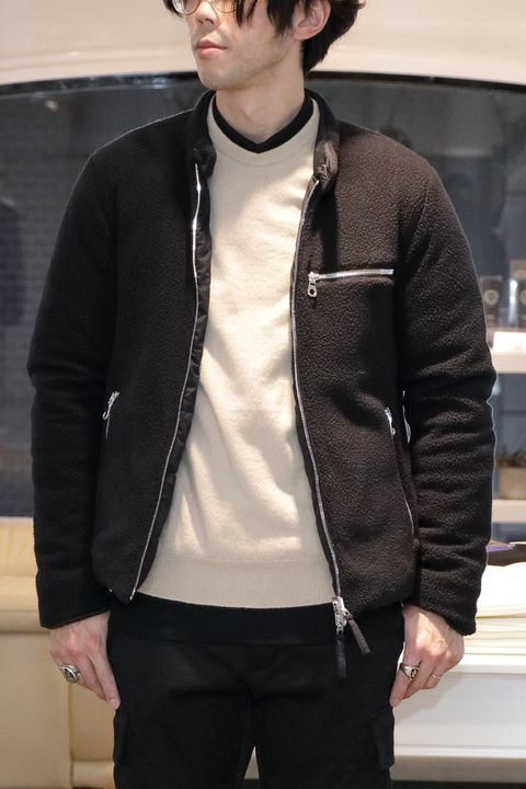 "giabsarchivio x DUVETICA"を使用したミリタリーライダースコーデ