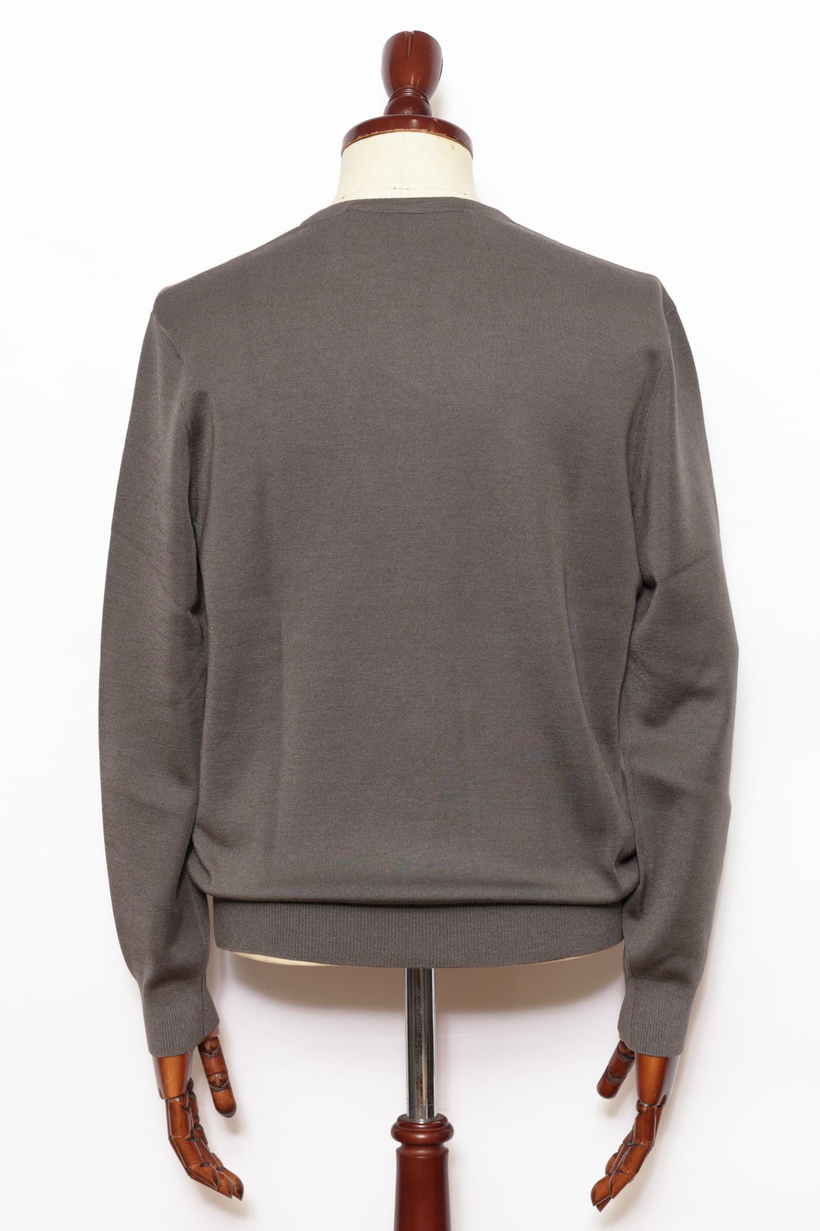 lussoシリーズ #7417 18G カシミヤシルク クルーネック ロングスリーブ ニット / KHAKI BROWN カーキブラウン