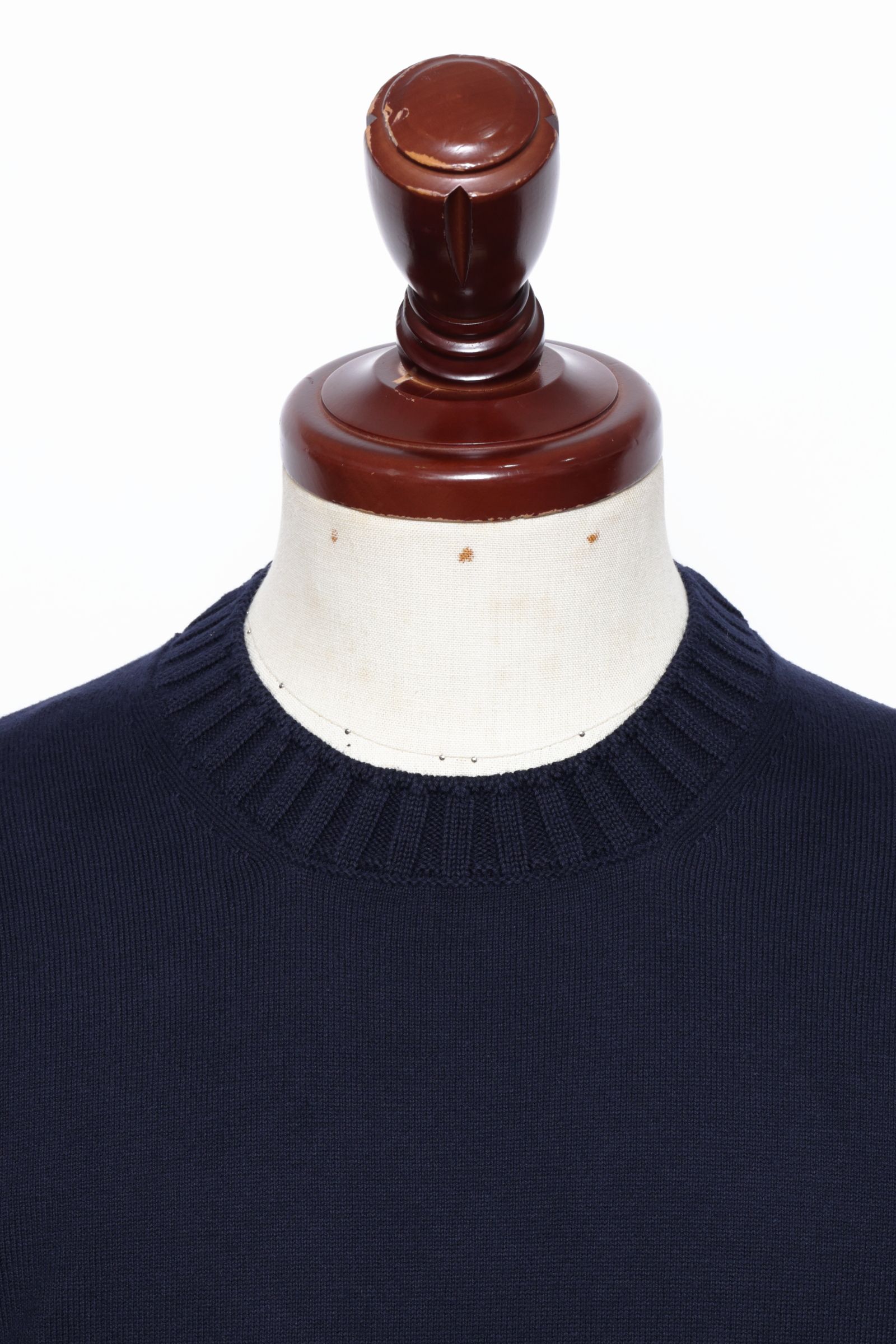 14ゲージ ソフトコットン クルーネック半袖ニット / ネイビー 598