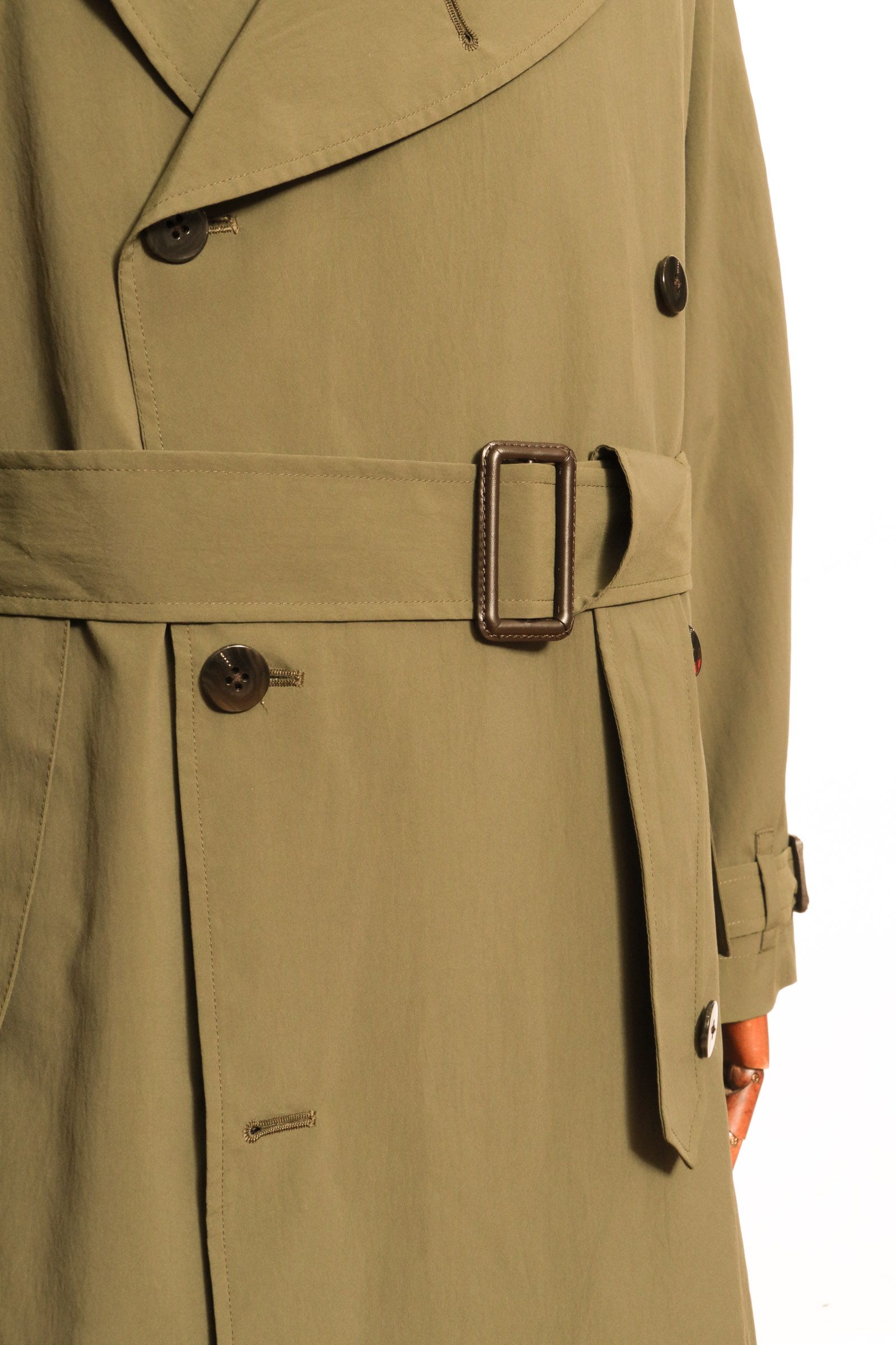 【半裏、無双仕立て】撥水ポリエステル タイプライター トレンチ / ダークベージュ