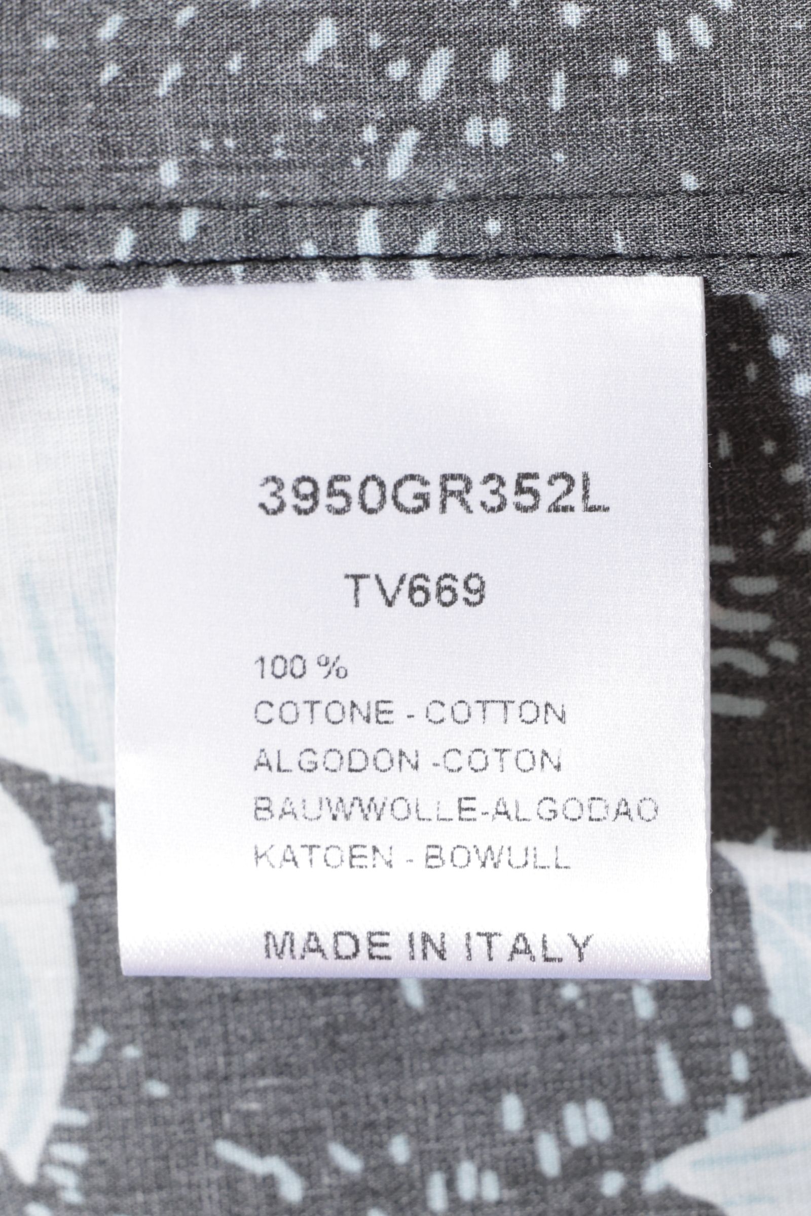 GR352 コットンフラワープリント オープンカラー 半袖シャツ / ブルー