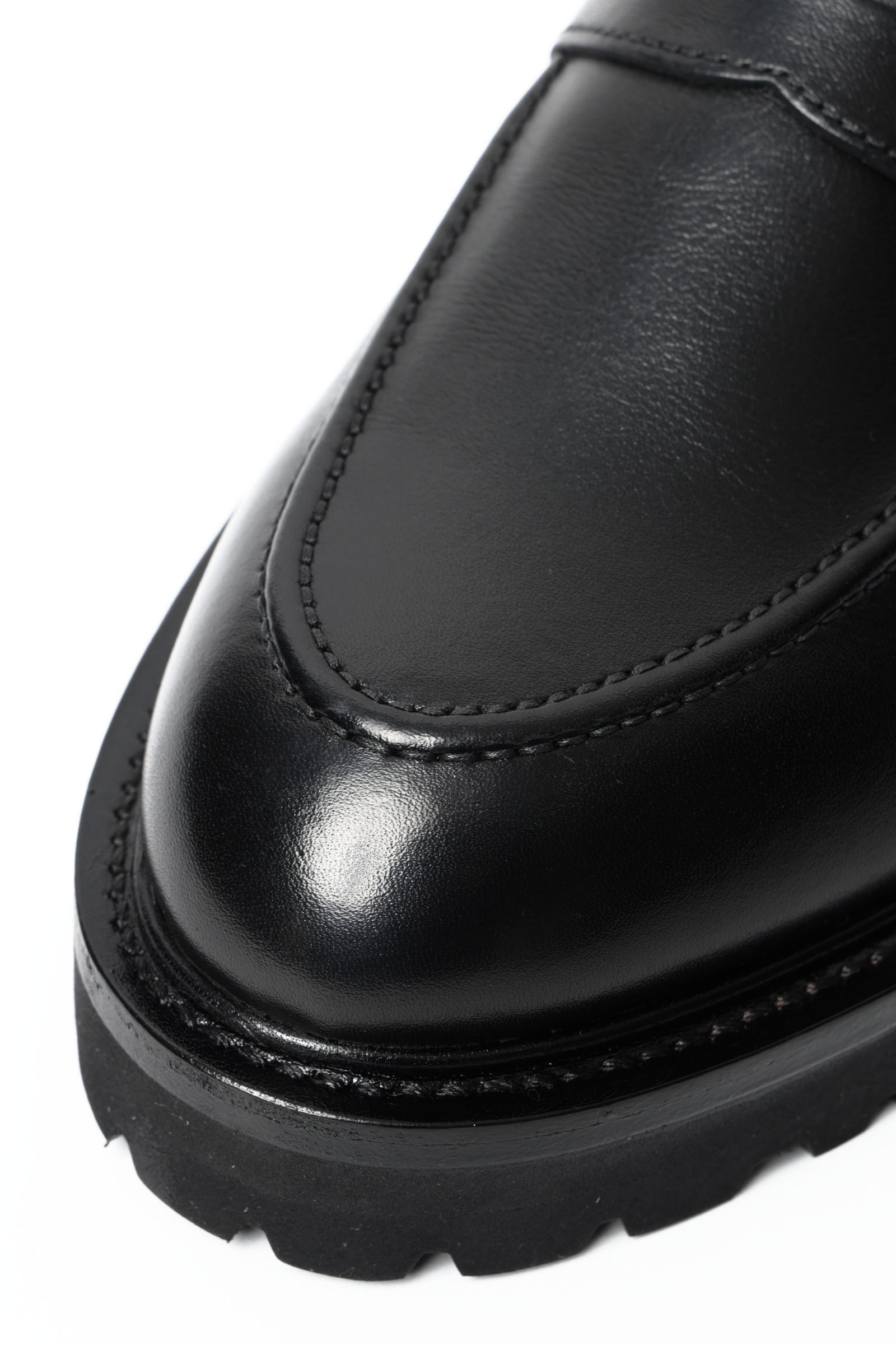 《BEKKU HOMME別注》【干場スペシャル】 柔らかい革 フンシャルカーフ コインローファー シューズ 革靴 / オールブラック