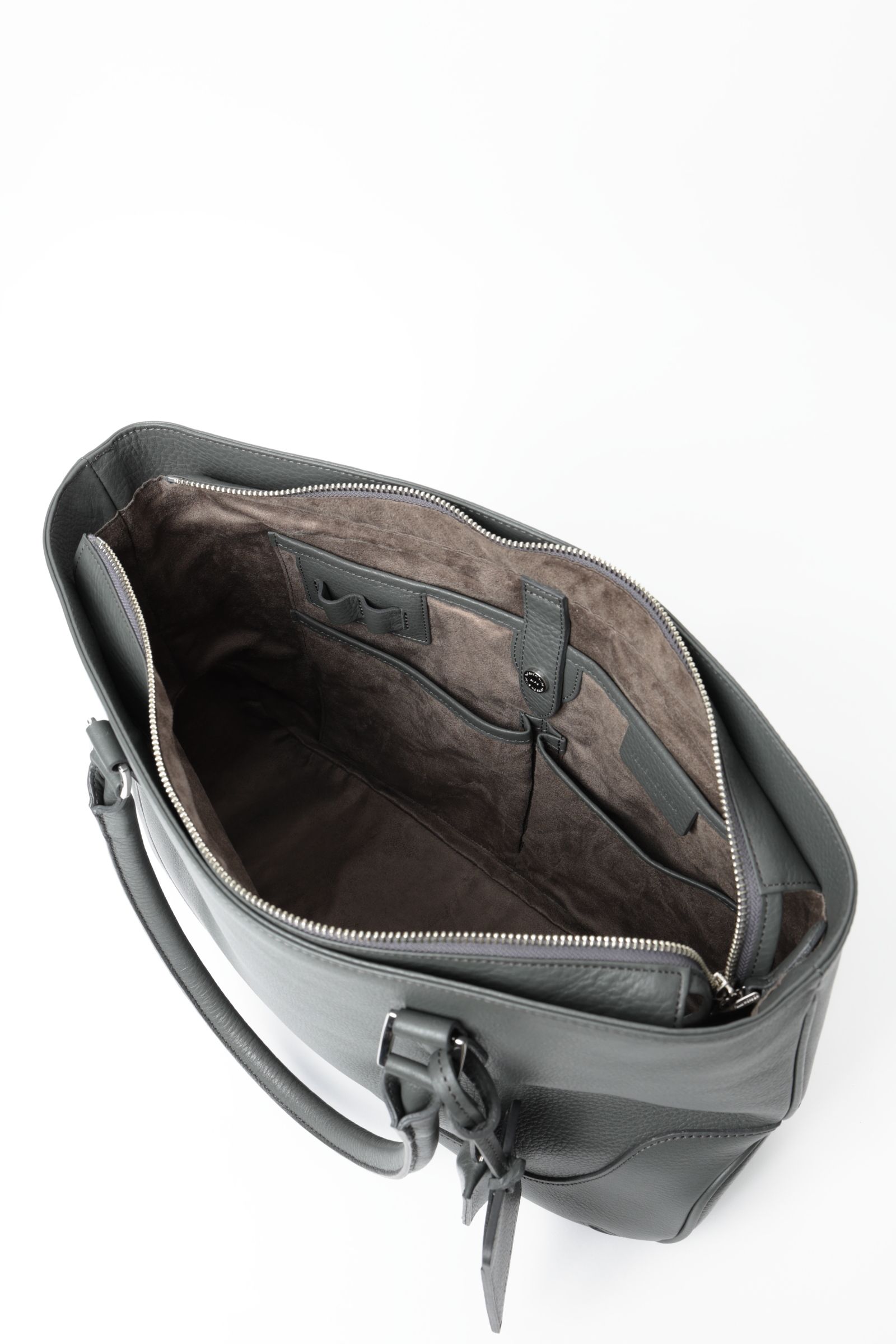 Maiden Voyageシリーズ メイデン ヴォヤージュ 薄マチ シュリンクレザー トートバッグ  / チャコールグレー