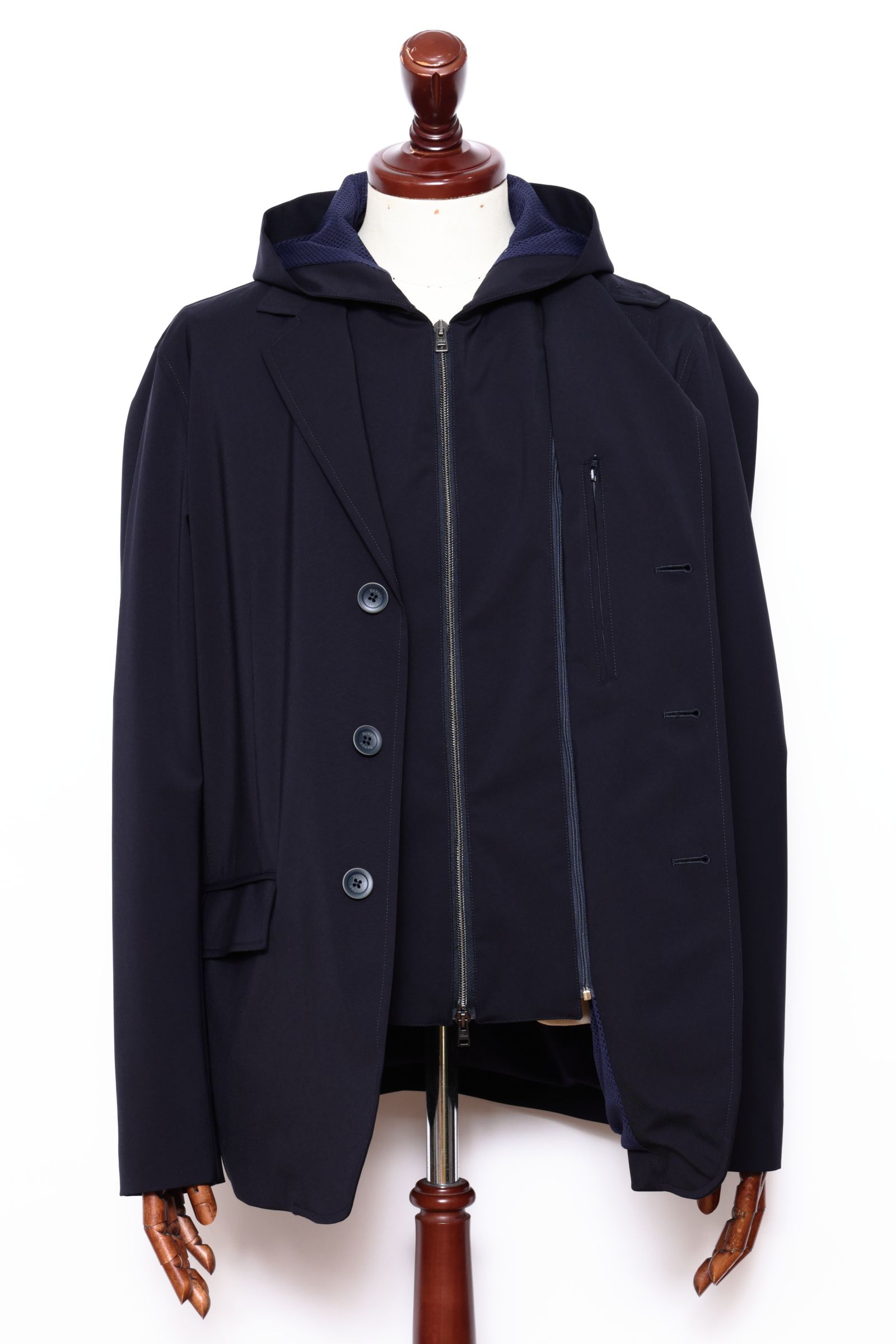 HERNO FLIGHT  テクノストレッチ  フーデッド 3B ジャケット / ネイビー 9210