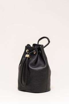 DRAWSTRING BAG SMALL イタリアンキップレザー × 真鍮 巾着バッグ / ブラック