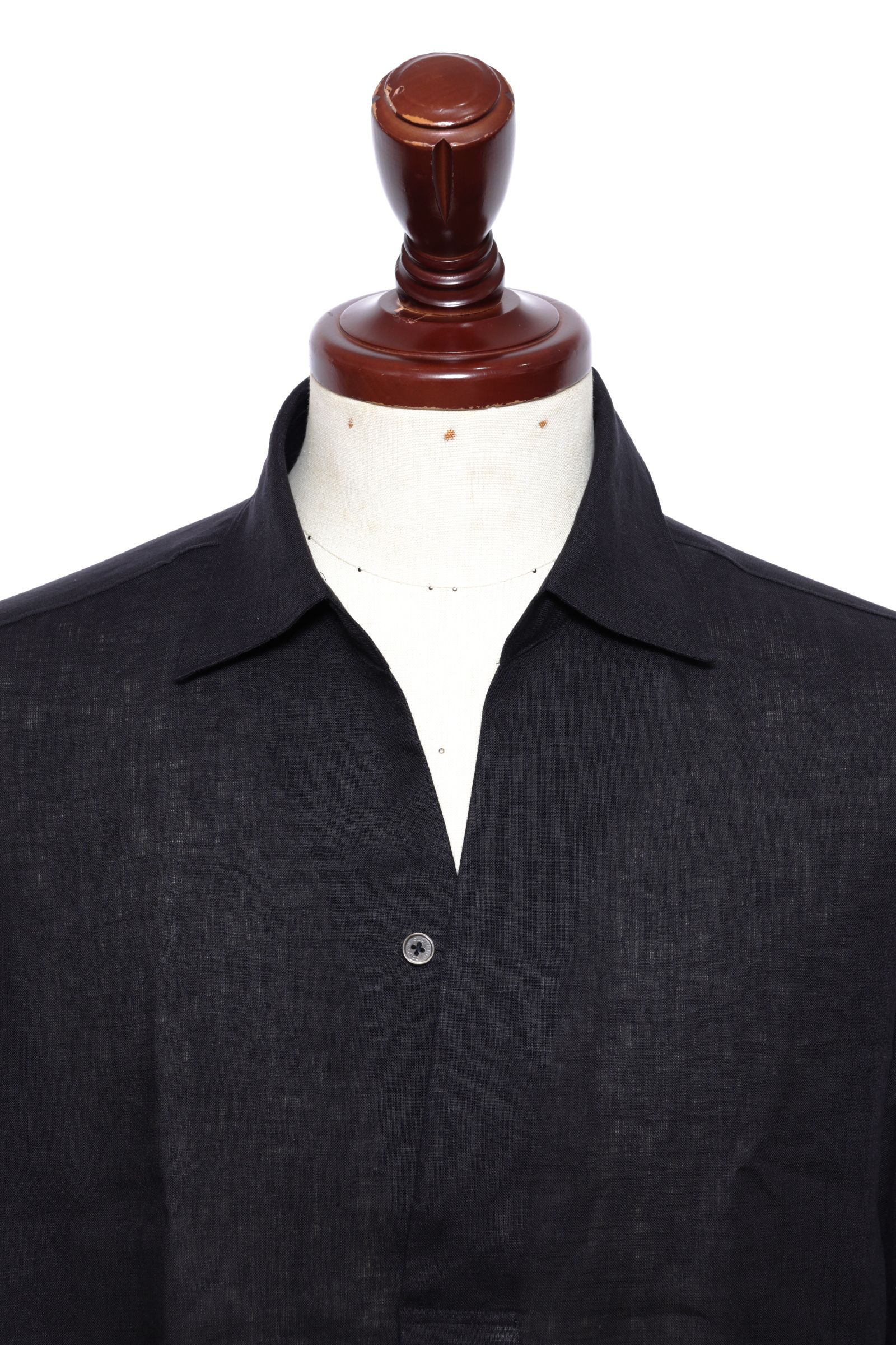 ALBINI LINEN POOL SIDE SHIRT アルビニ社 リネン カプリシャツ / ブラック