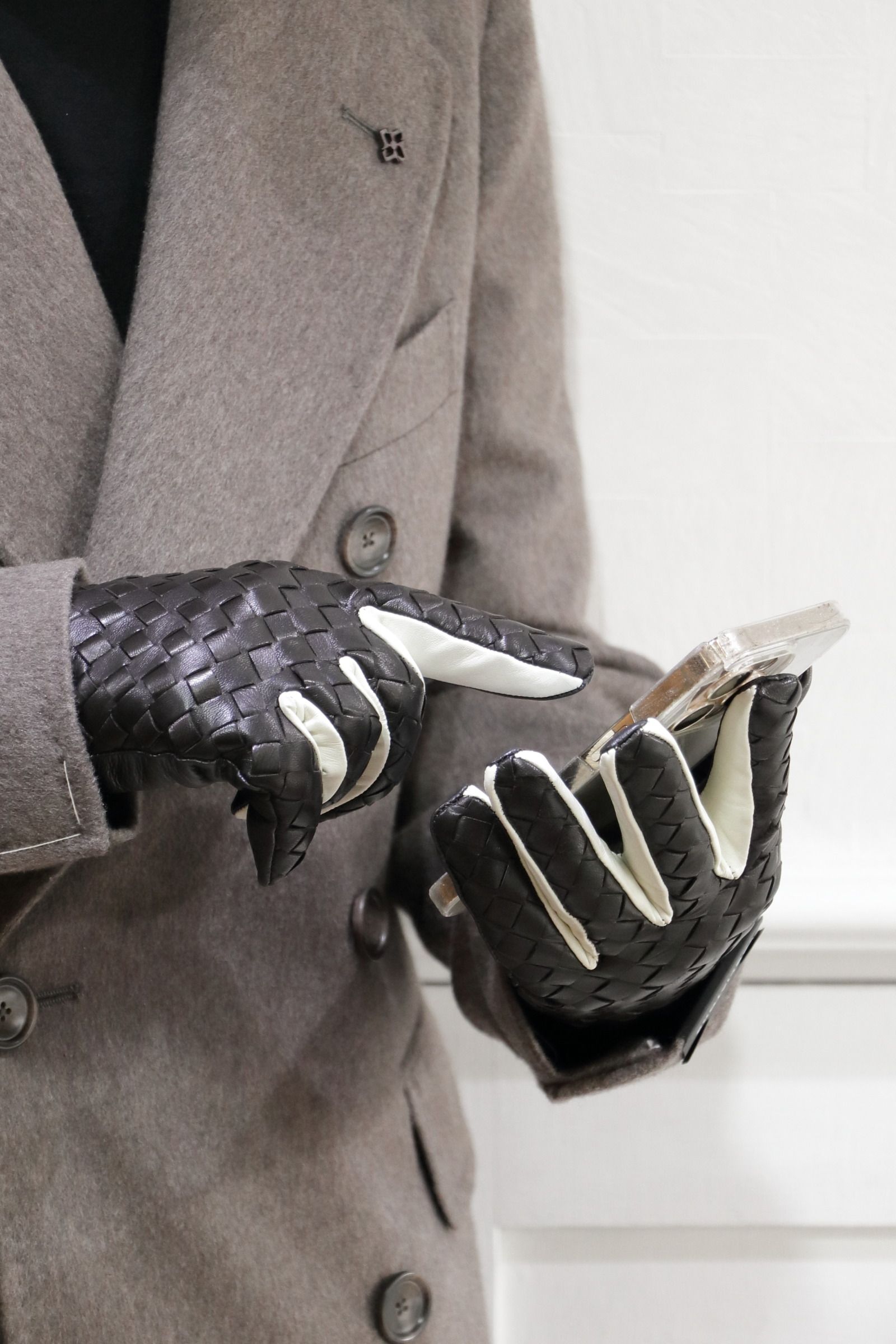 GLOVES - スマホ対応 ラムレザー イントレチャート グローブ 手袋