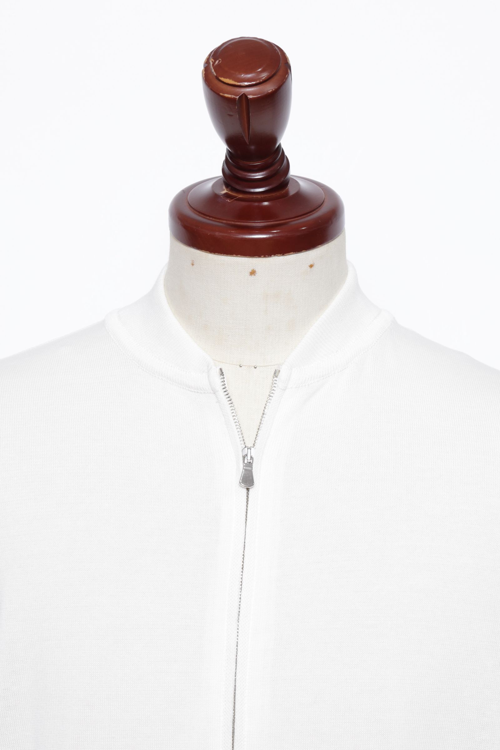 BZ1ML クレープコットン MA-1型 ジップアップニット / アイボリー 0020