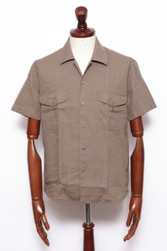 GR148LJ ヴィスコースリネン オープンカラー 半袖シャツ / ブラウン
