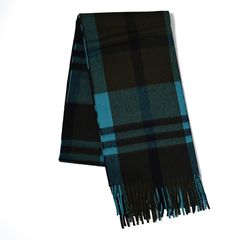 CPG52528 カシミア ブロックチェック ストール 50 x 190 / カーキ x ブルー チェック