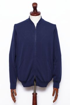 BZ1ML クレープコットン MA-1型 ジップアップニット / ネイビー 0880