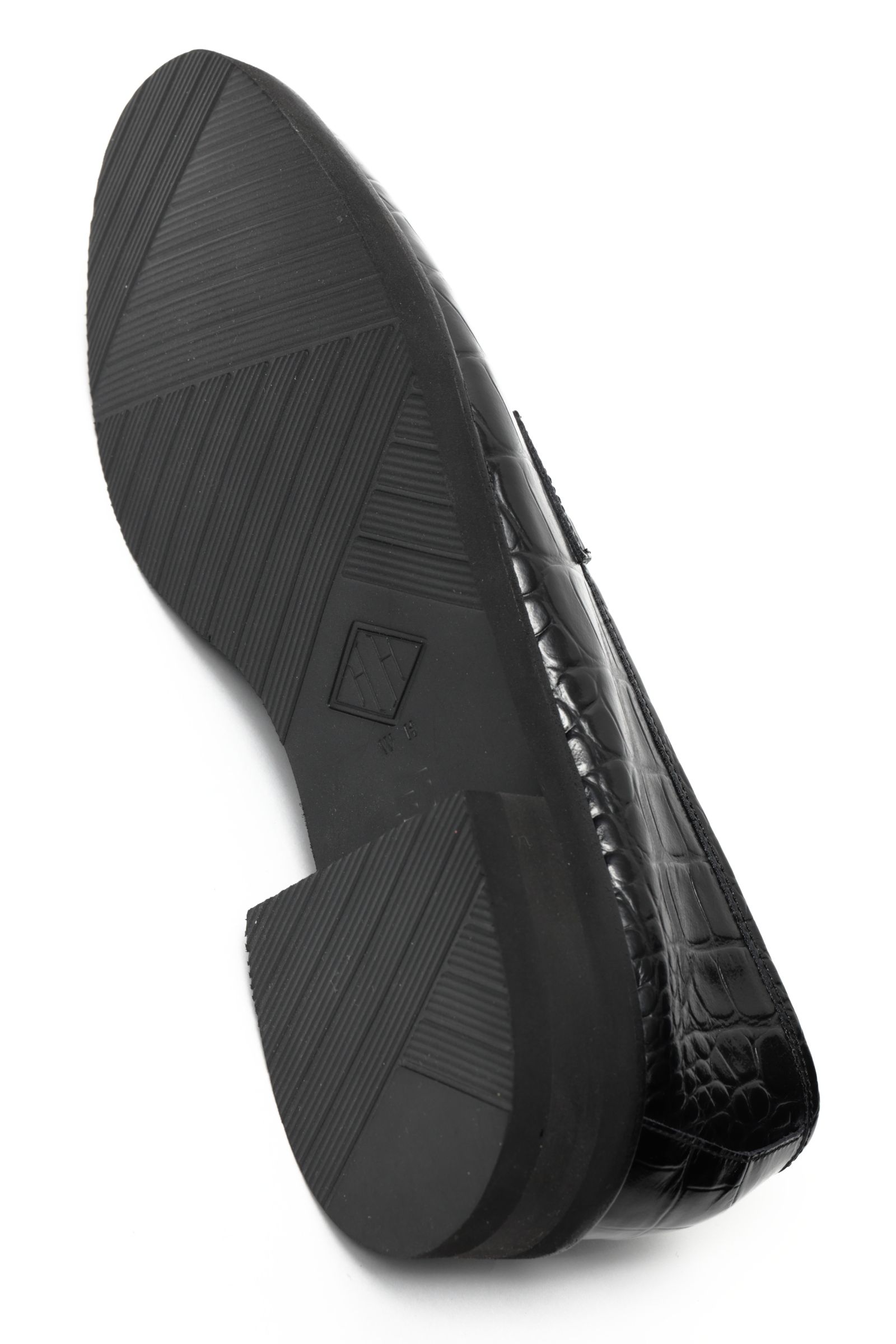 《BEKKU HOMME別注》【ふにゃ男シリーズ】クロコダイルスタンプ カーフレザー コインローファー シューズ 革靴 / ブラック