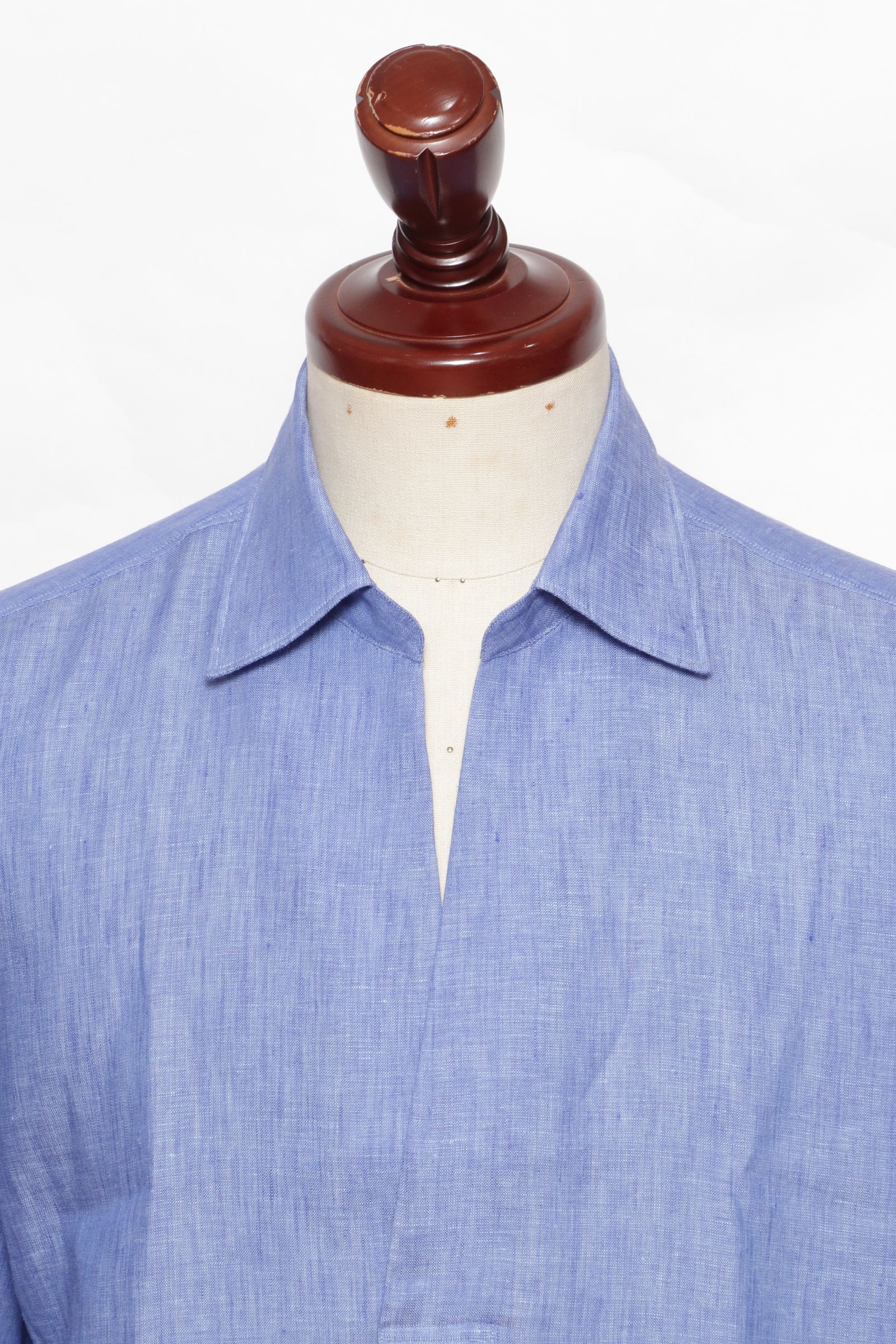 ALBINI LINEN POOL SIDE SHIRT アルビニ社 リネン カプリシャツ / ブルー