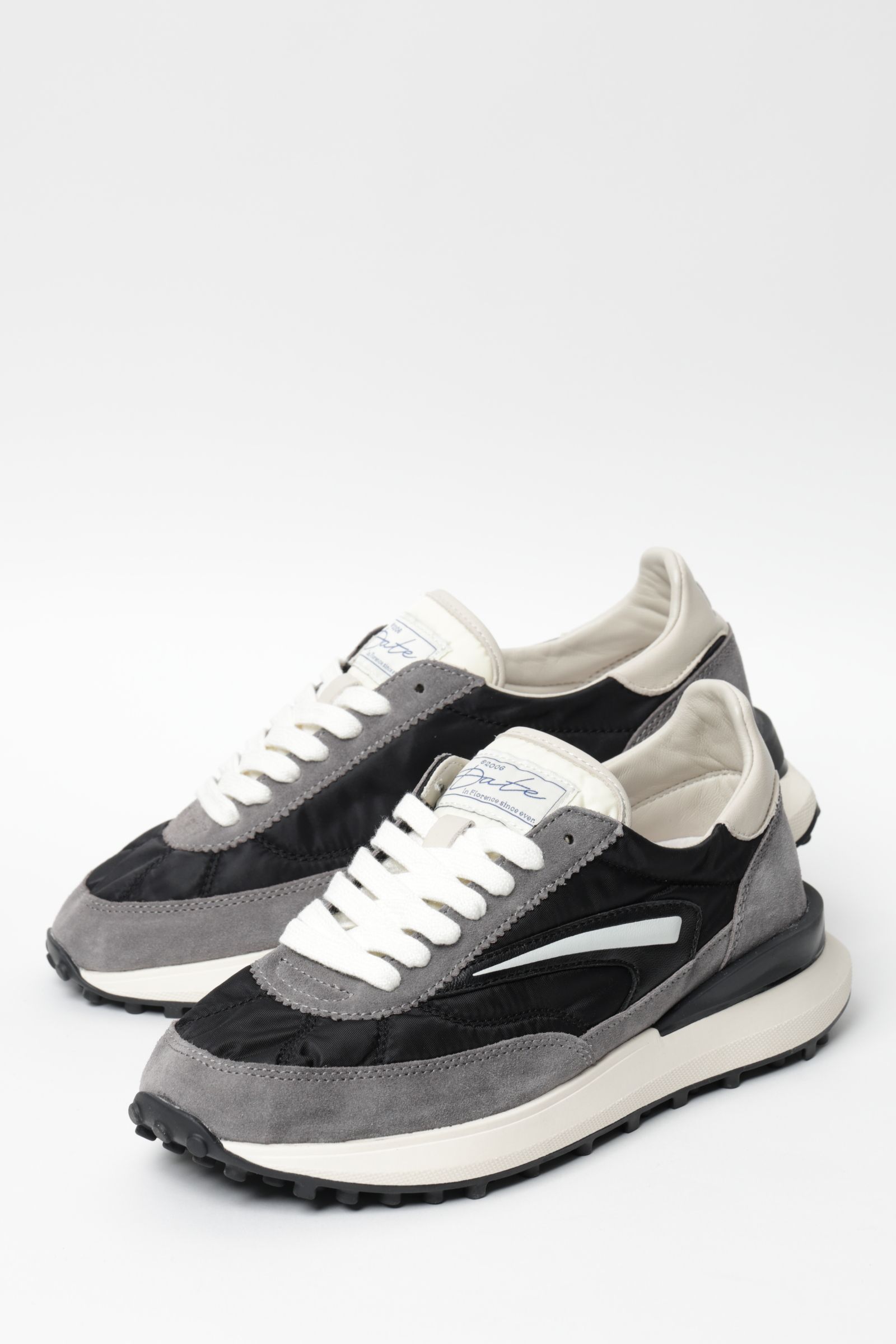 Athleta ナイロン × スウェード ランシュータイプ スニーカー / ブラック × グレー