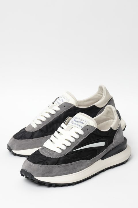 Athleta ナイロン × スウェード ランシュータイプ スニーカー / ブラック × グレー